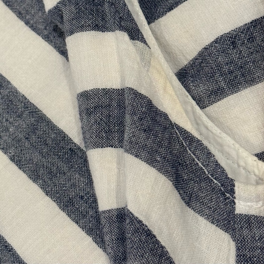 BeachLunchLounge Blue White Stripe Linen Shift Dress Sleeveless Size M - Picture 10 of 11